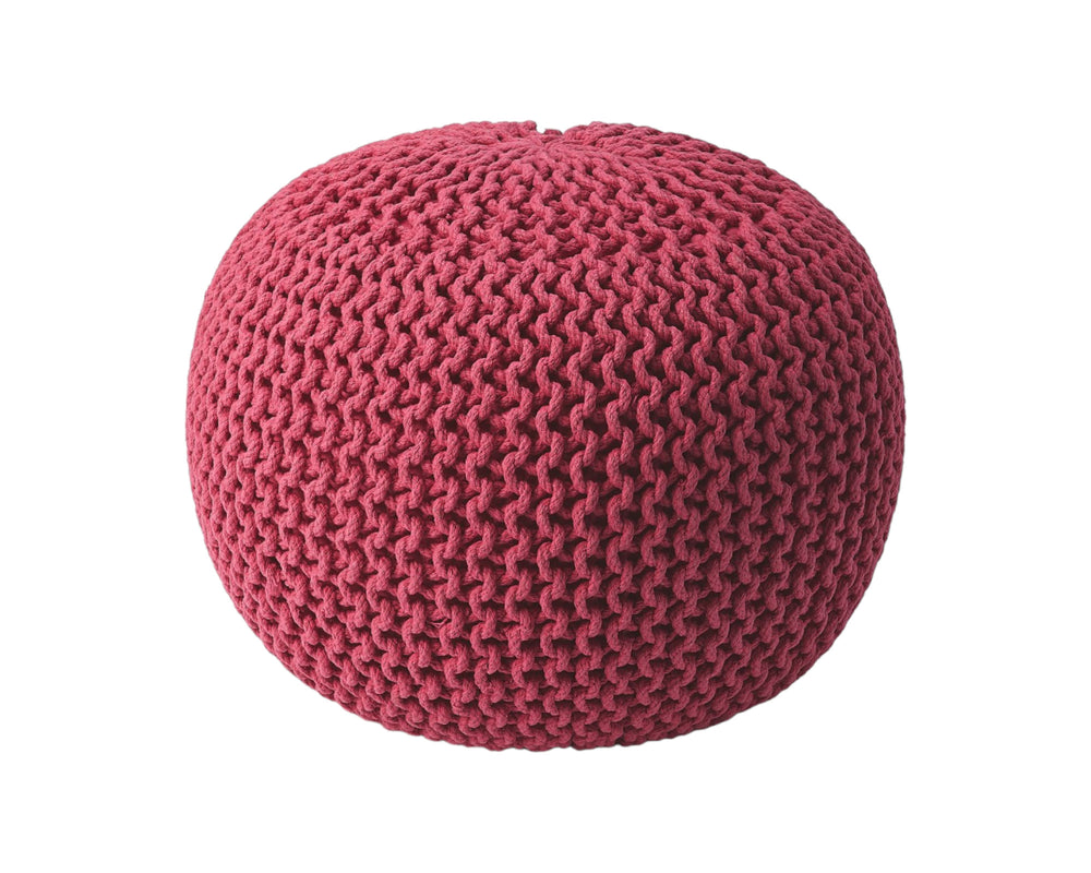 Homeroots 19" Pink Round Pouf Ottoman   388958