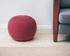 Homeroots 19" Pink Round Pouf Ottoman   388958