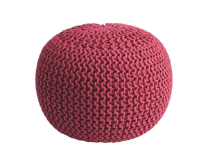 Homeroots 19" Pink Round Pouf Ottoman   388958