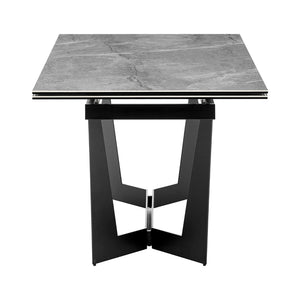 EuroStyle Mateo 95" Extension Table Venice Gray Ceramic Glass Top and Matte Black Steel Base 38895GRY-KIT