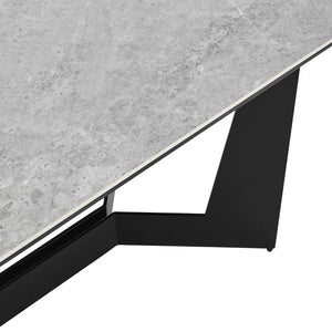 EuroStyle Mateo 95" Extension Table Venice Gray Ceramic Glass Top and Matte Black Steel Base 38895GRY-KIT