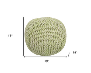 Homeroots 19" Green Round Pouf Ottoman   388961