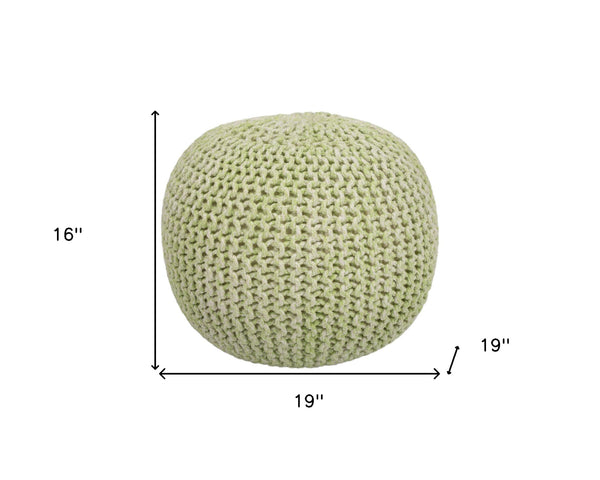 Homeroots 19" Green Round Pouf Ottoman   388961