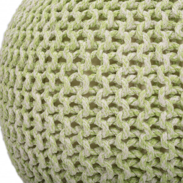 Homeroots 19" Green Round Pouf Ottoman   388961