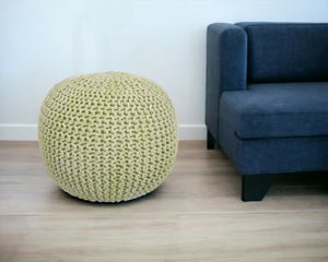 Homeroots 19" Green Round Pouf Ottoman   388961