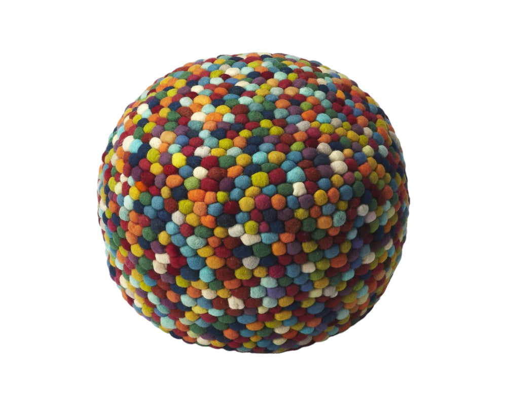 Homeroots 21" Red And White Round Pouf Ottoman   388966