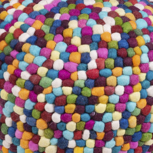 Homeroots 21" Red And White Round Pouf Ottoman   388966