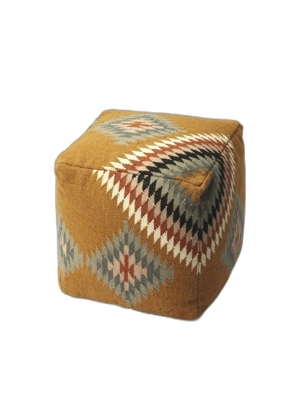 Homeroots 18" Brown Linen Pouf Ottoman   388967