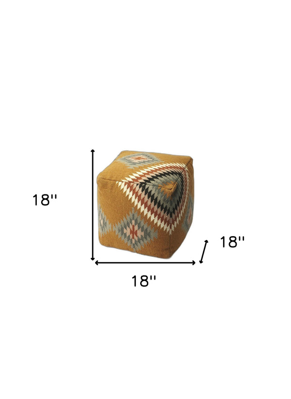 Homeroots 18" Brown Linen Pouf Ottoman   388967