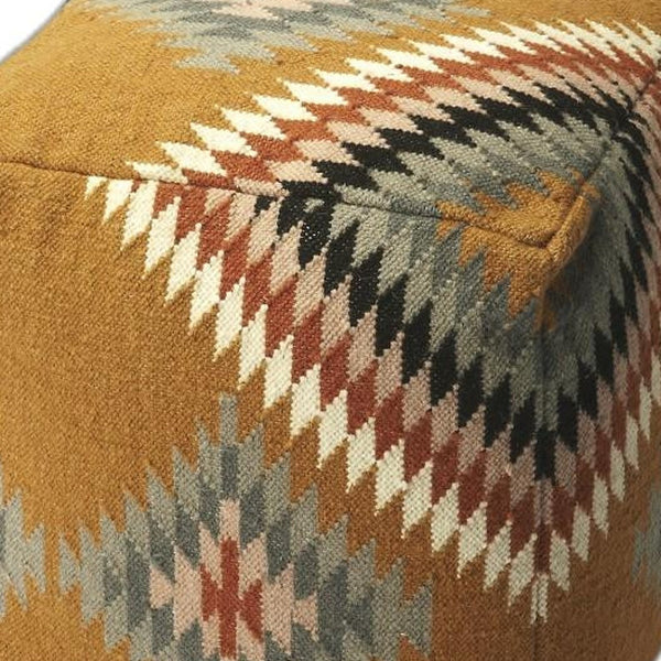 Homeroots 18" Brown Linen Pouf Ottoman   388967