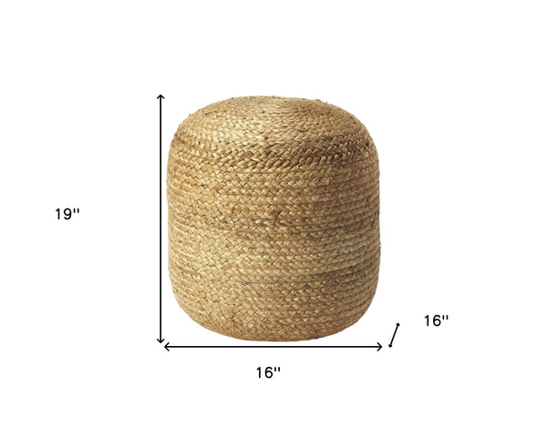 Homeroots 16" Jute Round Pouf Ottoman   388969