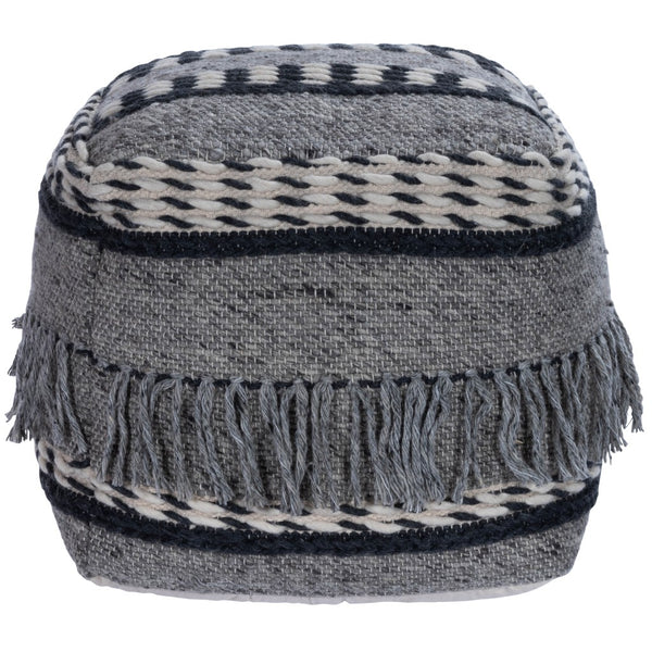 Homeroots 21" Gray Pouf Ottoman   388974