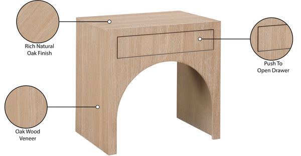 August Oak Night Stand 388Oak-NS Meridian Furniture