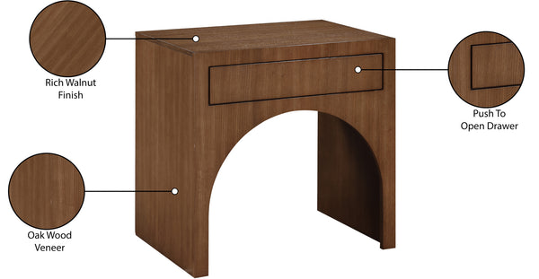 August Walnut Night Stand 388Walnut-NS Meridian Furniture