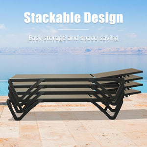 English Elm Pool Aluminum Chaise Lounger Set of 2 with Side Table, Weatherproof Textilene, Adjustable Recline, Wheels khaki W1859P396061