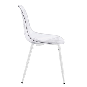 English Elm Dining Chair Set of 4 Ghost Style Acrylic Seat with Slim Metal Legs for Modern Spaces W234P417568