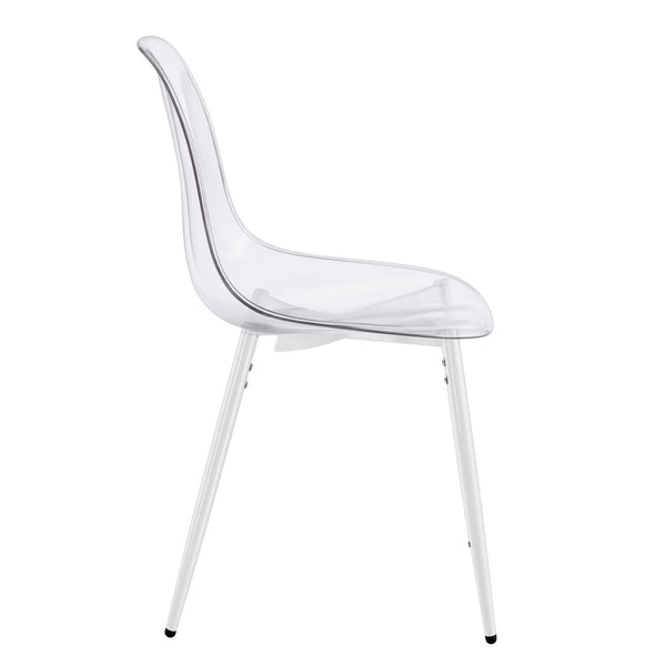 English Elm Dining Chair Set of 4 Ghost Style Acrylic Seat with Slim Metal Legs for Modern Spaces W234P417568