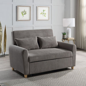 English Elm 54"W Corduroy Convertible Sleeper Loveseat Brown - Plush Full Foam Seating, Stylish Space-Saving Comfort B016P405344
