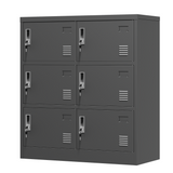 English Elm 6-Door Employee Storage Locker, Metal Lockers For Office, Gym, School, and Homewith Card Slot (Black)