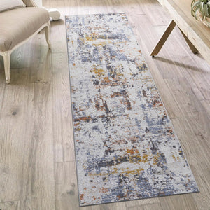 English Elm Loom Abstract Area Rug 2X8 Ivory/Navy - Stylish Non-Shedding, Stain Resistant, Kid & Pet Friendly Decor B335P289508