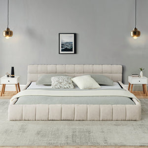 English Elm California King Upholstered Bed Frame - Plush Chenille Fabric, Solid Platform, No Box Spring Needed! W487P311322