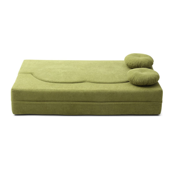 English Elm 2-in-1 Folding Sofa Bed with Plush Foam Support — Convertible Floor Couch to Queen Guest Sleeper Green W1117P325077