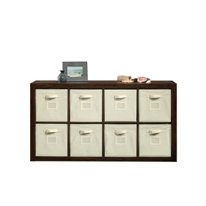 English Elm 8-Cube Organizer Brown finish - 8-Compartment Engineered Wood Storage with Removable Bins, 31"x15"x58" B356P402702
