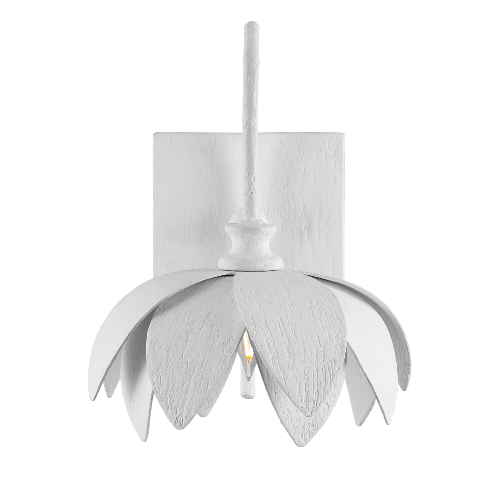 Sweetheart Wall Sconce - Nature-Inspired Gesso White Metal Fixture for Elegant Indoor Lighting