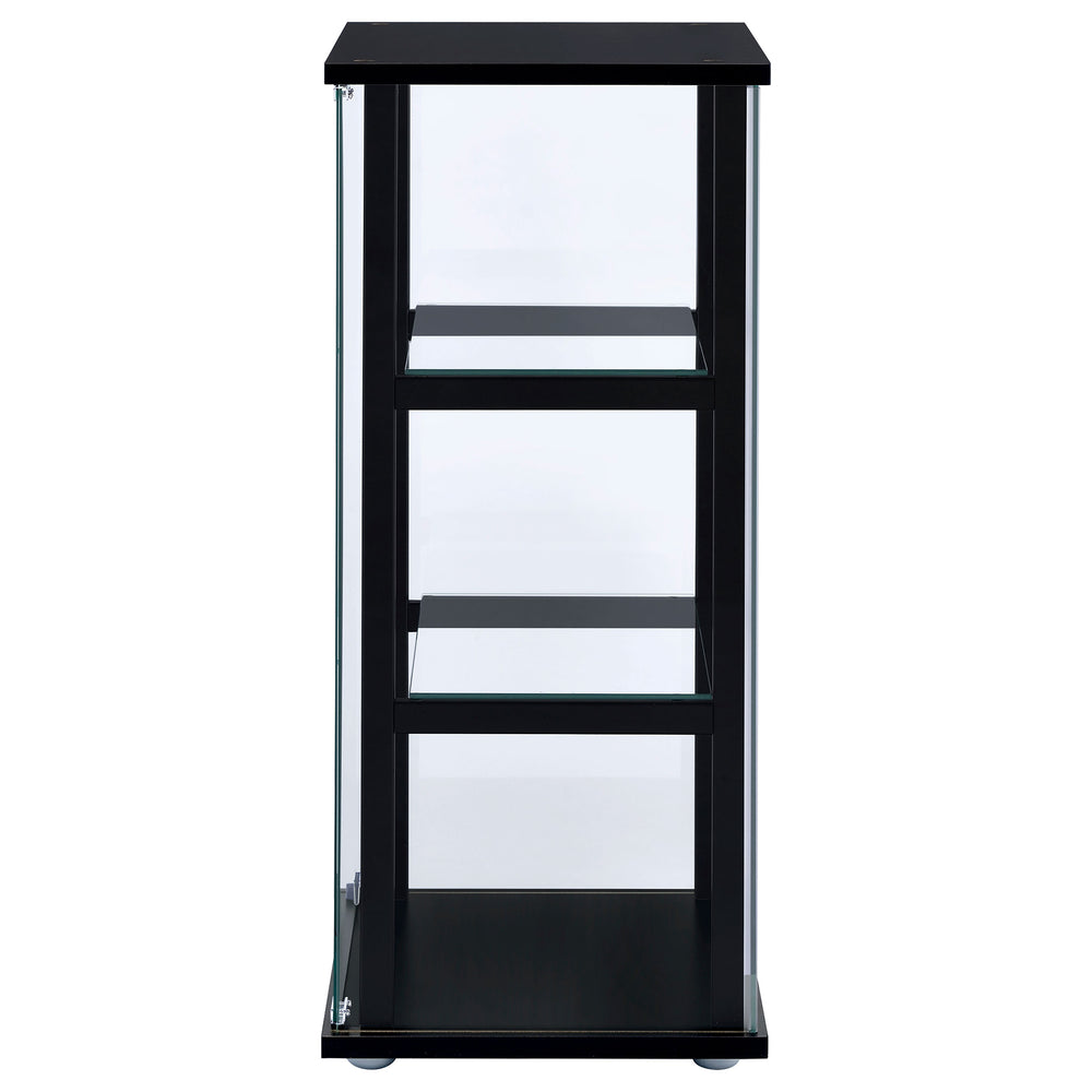 English Elm Callie Black Glass Curio Cabinet with 3 Shelves - Sleek Tempered Glass Door, Stylish Storage Display B062P328663