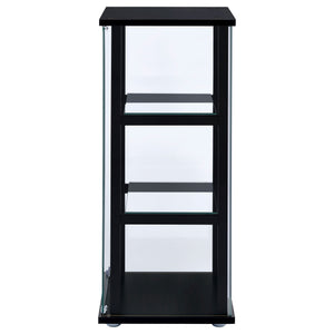 English Elm Callie Black Glass Curio Cabinet with 3 Shelves - Sleek Tempered Glass Door, Stylish Storage Display B062P328663