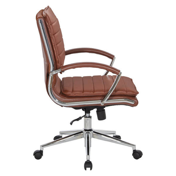 OSP Home Furnishings Mid Back Faux Leather Manager Chair with Lumbar Support and Pneumatic Height Adjust SPX23591C-U41
