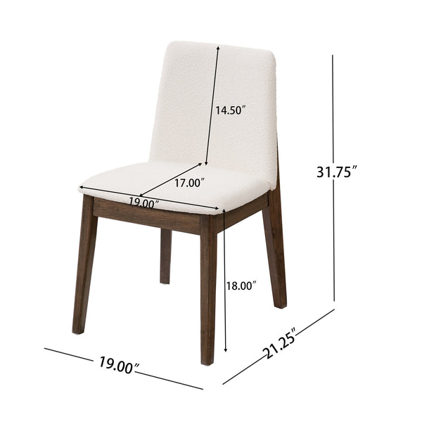 English Elm Christopher Knight Home® - Upholstered Modern Armless Dining Chair Set of 2 with Ergonomic Curved Back & Solid Wood Frame Durable Fabric Beige,Walnut N771P330590M