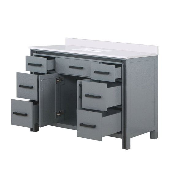 English Elm Dark Grey Bath Vanity 48" W X 22" D With White Quartz Top, Solid Wood, Soft-Close Storage Solution B2731P260605