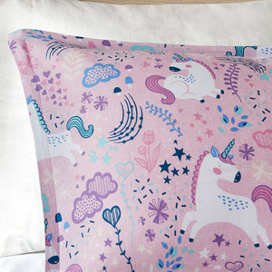 JLA Home Urban Habitat Kids - Unicorn Cotton Duvet Cover Set with Colorful Prancing Print, OEKO-TEX, Antimicrobial, Button Closure 88 L x 68 W x 0.13H UHK12-0100