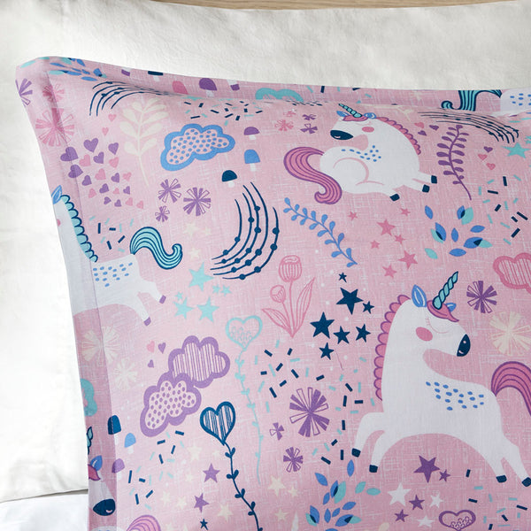 JLA Home Urban Habitat Kids - Unicorn Cotton Duvet Cover Set with Colorful Prancing Print, OEKO-TEX, Antimicrobial, Button Closure 88 L x 68 W x 0.13H UHK12-0100