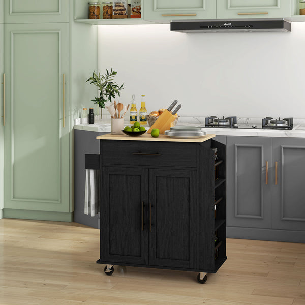 English Elm Homcom Mobile Kitchen Island With Ac Outlets, Storage & Spice Rack - Perfect For Small Spaces! W2225P200733
