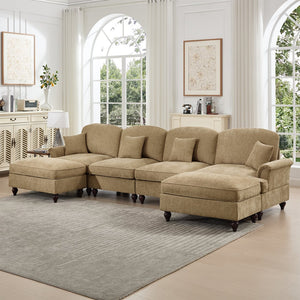 English Elm Classic U-Shape 4-Seater Modular Sectional Sofa With Customizable Styles & Cloud-Like Comfort W3041S00251