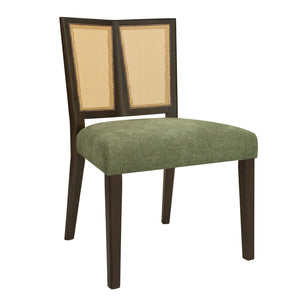 English Elm Christopher Knight Home® - Rattan Mid-Century Dining Chair Set of 2 with Woven Cane Back, Upholstered High-Density Seat Cushion Dark Brown,Green N771P254006L
