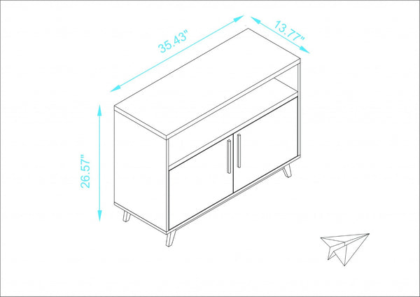 HomeRoots Modern Two-Door Console Cabinet - Stylish Black & Natural Accent for Versatile Storage & Display Solutions 389027
