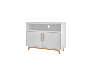 Homeroots Modern White And Natural Two Door Console Table  Wood,Manufactured 389028