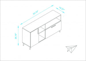 Homeroots Modern Black And Natural Asymmetrical Tv Stand  Solid Wood 389031