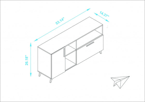 Homeroots Modern Black And Natural Asymmetrical Tv Stand  Solid Wood 389031