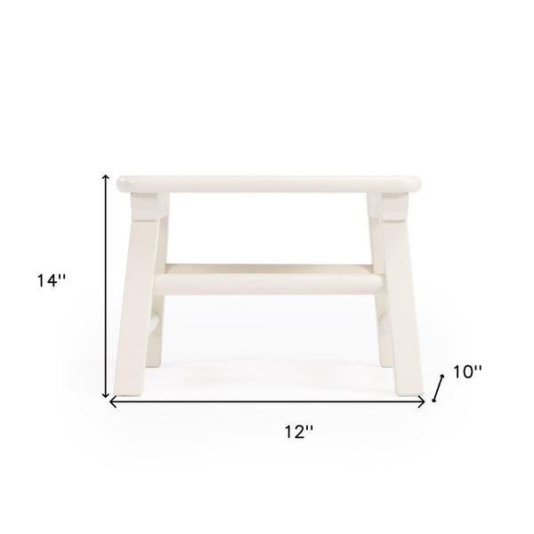 HomeRoots 10" Solid Wood Step Stool - Classic White Design, Non-Slip Surface, Compact & Durable for Home Use 389034