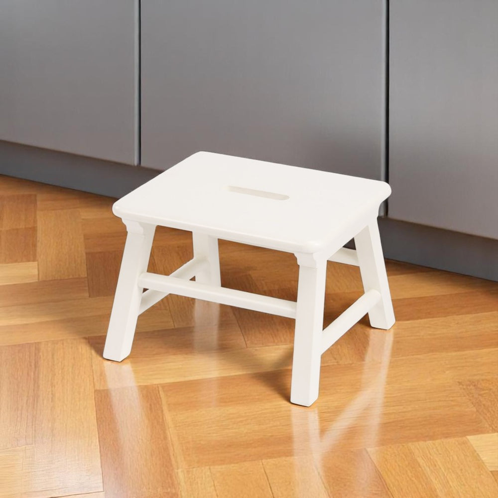 HomeRoots 10" Solid Wood Step Stool - Classic White Design, Non-Slip Surface, Compact & Durable for Home Use 389034