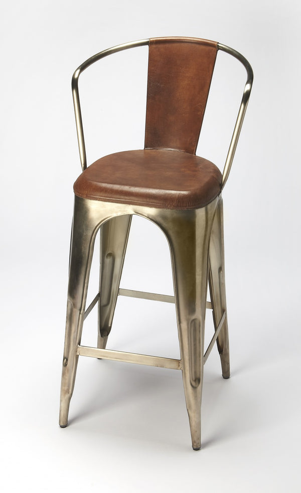 Homeroots 28" Brown And Gold Iron Bar Chair  Iron 389035
