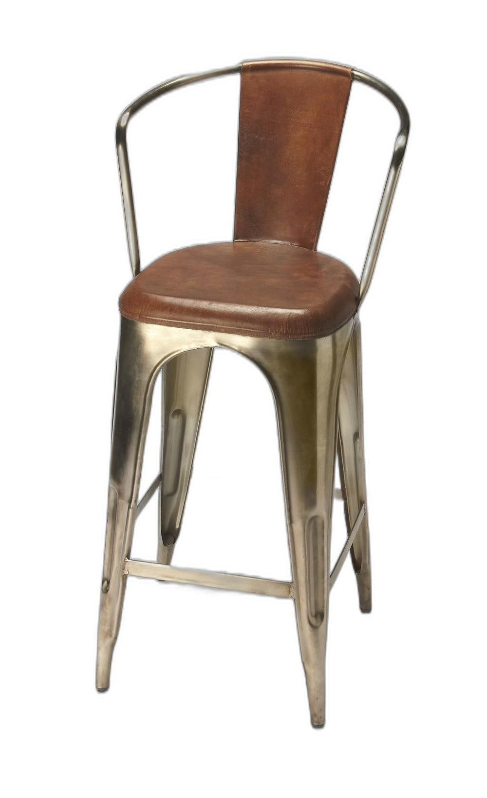 Homeroots 28" Brown And Gold Iron Bar Chair  Iron 389035