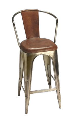 Homeroots 28" Brown And Gold Iron Bar Chair  Iron 389035