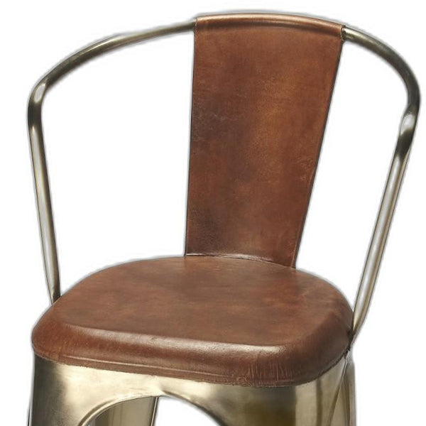 Homeroots 28" Brown And Gold Iron Bar Chair  Iron 389035