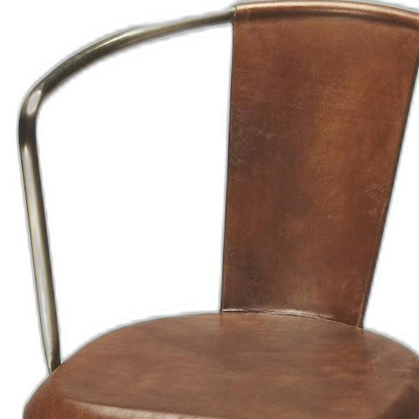 Homeroots 28" Brown And Gold Iron Bar Chair  Iron 389035
