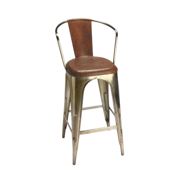 HomeRoots 28" Stylish Brown and Gold Iron Bar Chair – Modern Comfort for Home, Café, and Hospitality Settings 389035